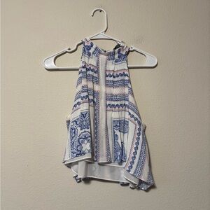 Lovers + Friends Blue and White Halter Blouse